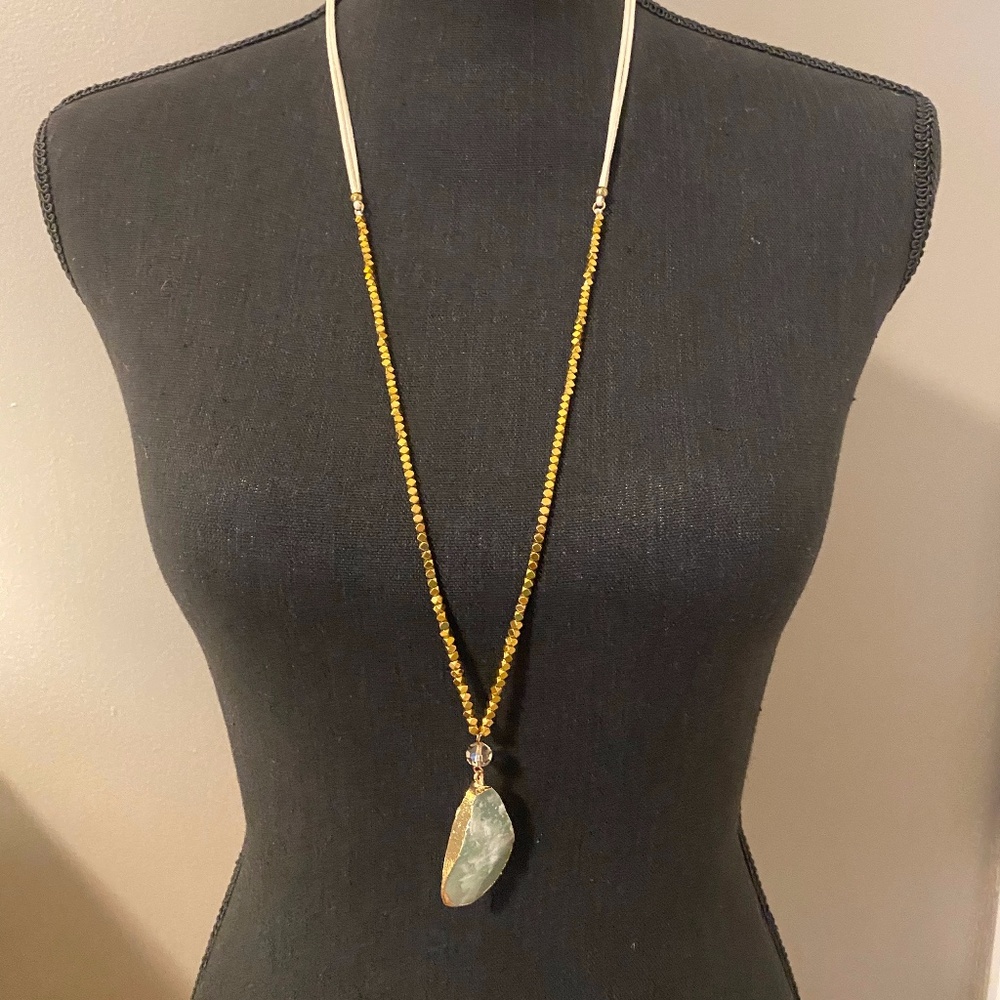 Statement Necklace: Green Druzy